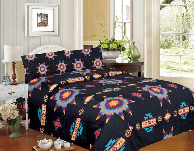 Black Super Soft Sheet Set – Starburst Design