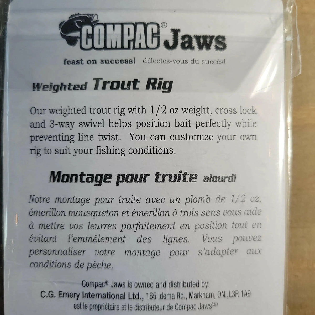 đCOMPAC Weighted Trout Rig 1/2oz