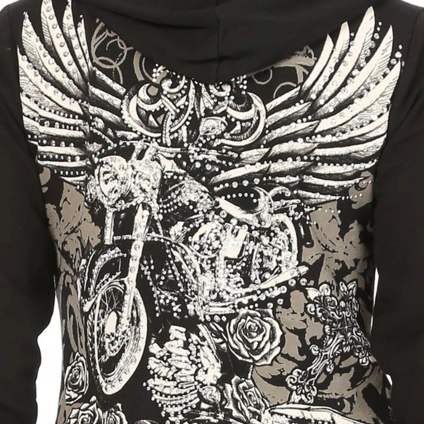 Women's Zip Up Hoodie with Angel Wings Print