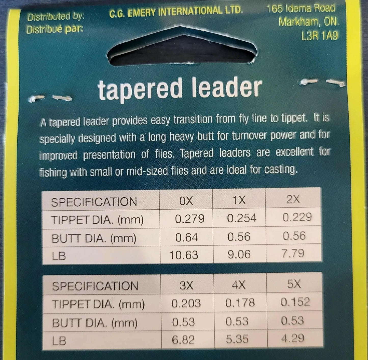 šStreamside Tapered Leader 2X 7.8lb 0.23mm Tip Dia. 9ft