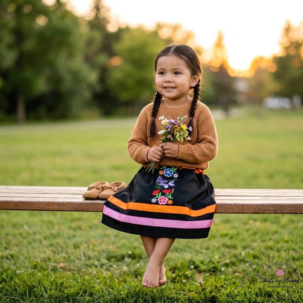 OLDTRIBES™ Infants Embroidered Flowers Ribbon Skirt