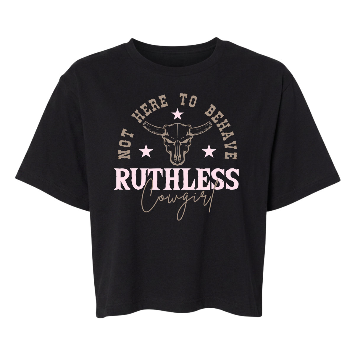 NOT HERE TO BEHAVE BOXY T-SHIRT | Black