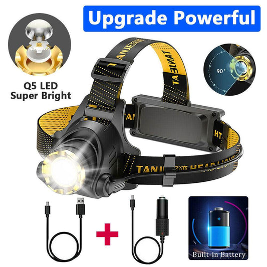 LED Headlamp Rechargeable Head Torch Zoom Headlight Lamp Powerful Flashlight Fishling Driving Camping Light With 3 Modes Work Light