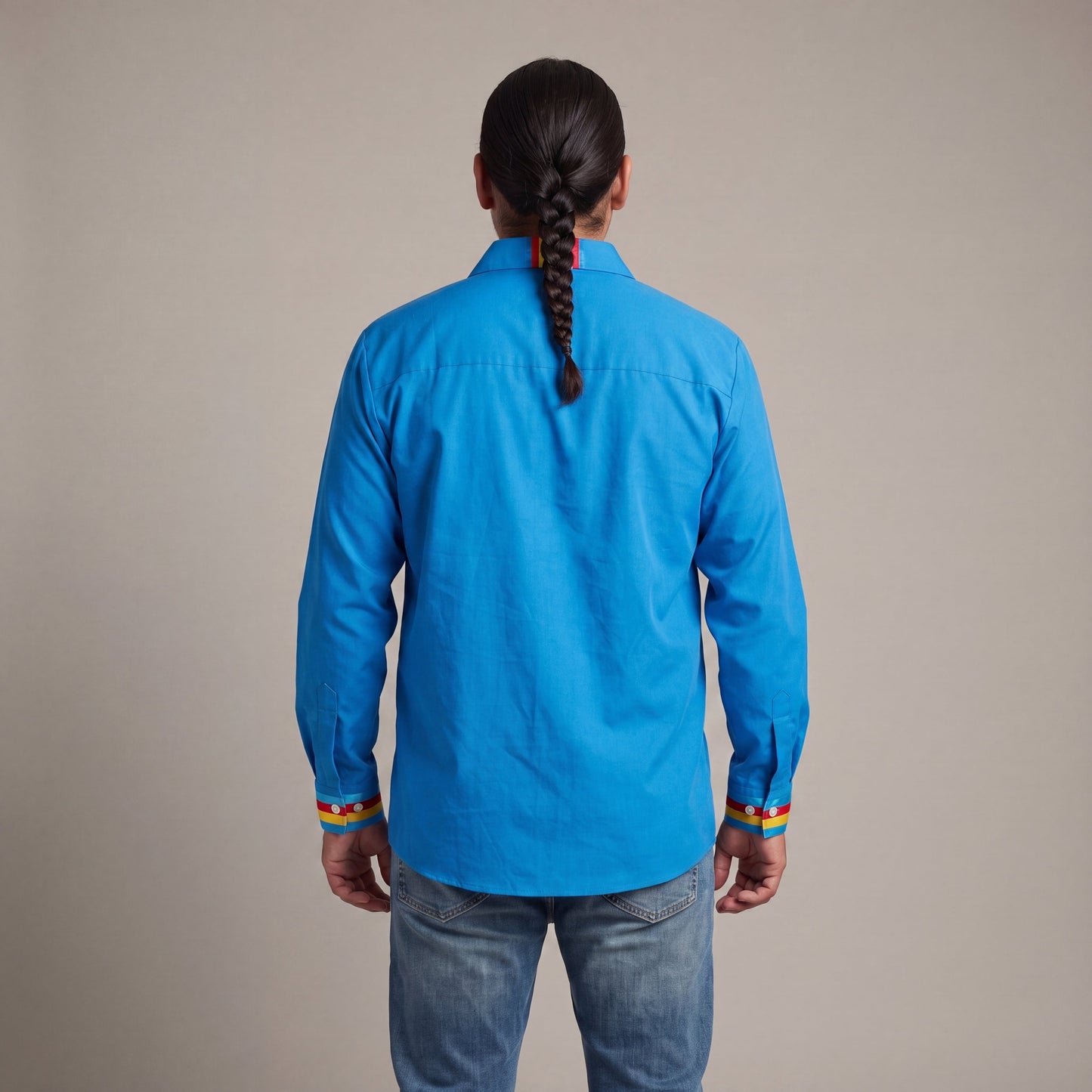 Embroidered Ribbon Shirt (Blue)