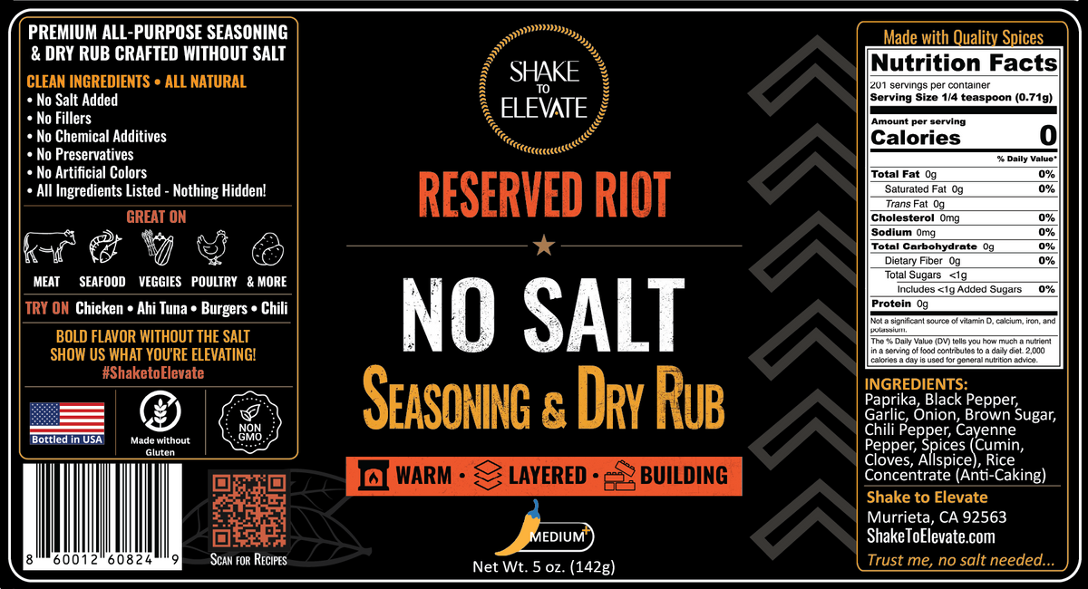 Shake to Elevate Reserved Riot No Salt Seasoning
