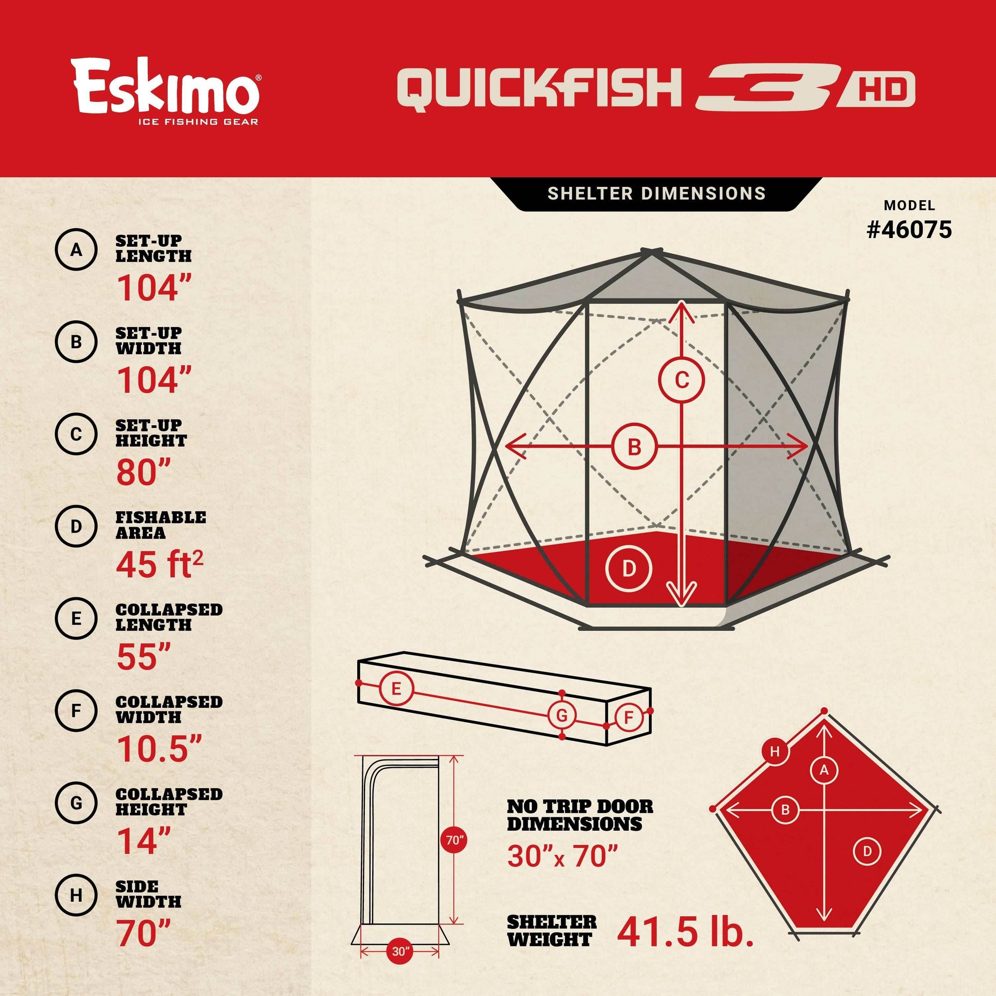 Eskimo Pop Up Shelter - Quickfish 3HD, 3 Person - Uncle Mike's Outdoors and More!