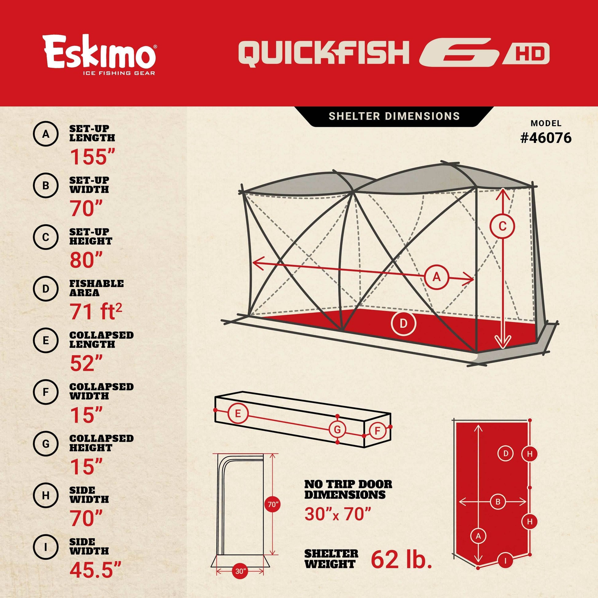 Eskimo Pop Up Shelter - Quickfish 6HD, 6 Person - Uncle Mike's Outdoors and More!