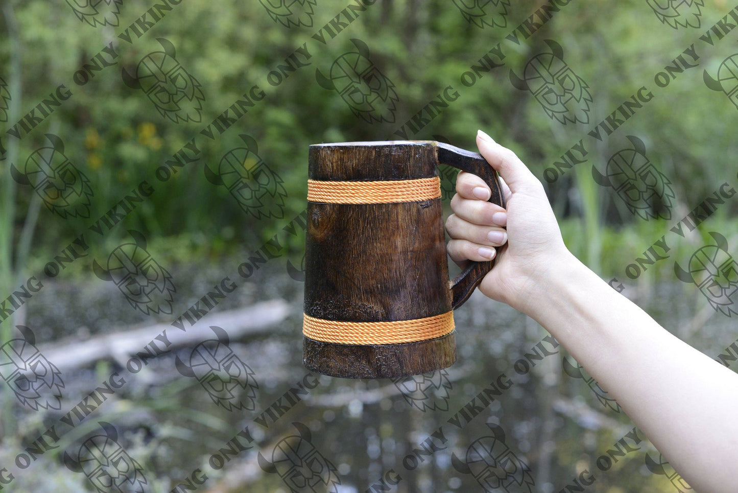 The Wooden Viking Tankard | Vibrant Orange Hue 16-18OZ