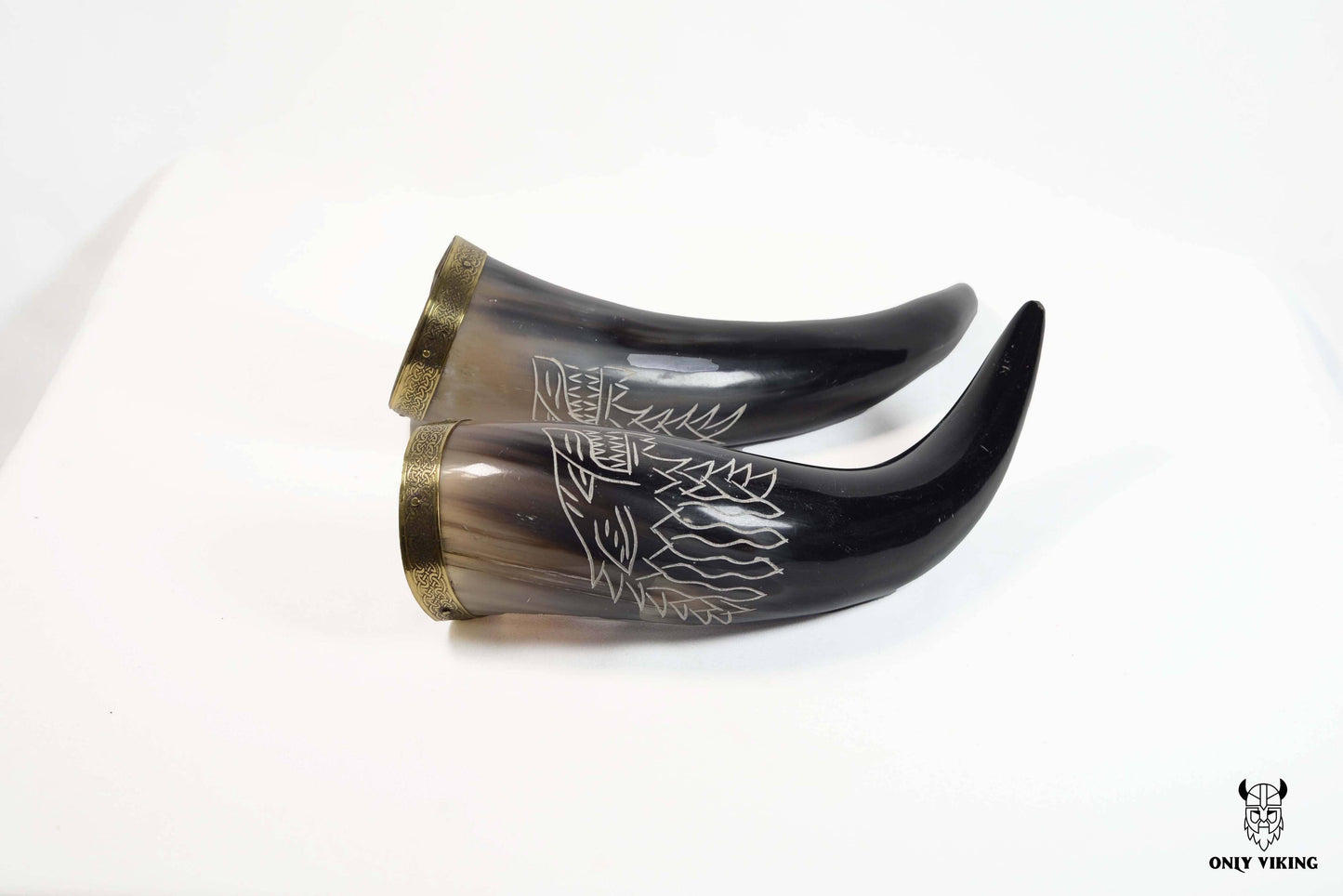 Viking Drinking Horn with wooden stand
