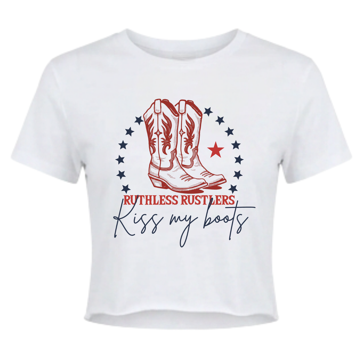 KISS MY BOOTS FESTIVAL CROP | White