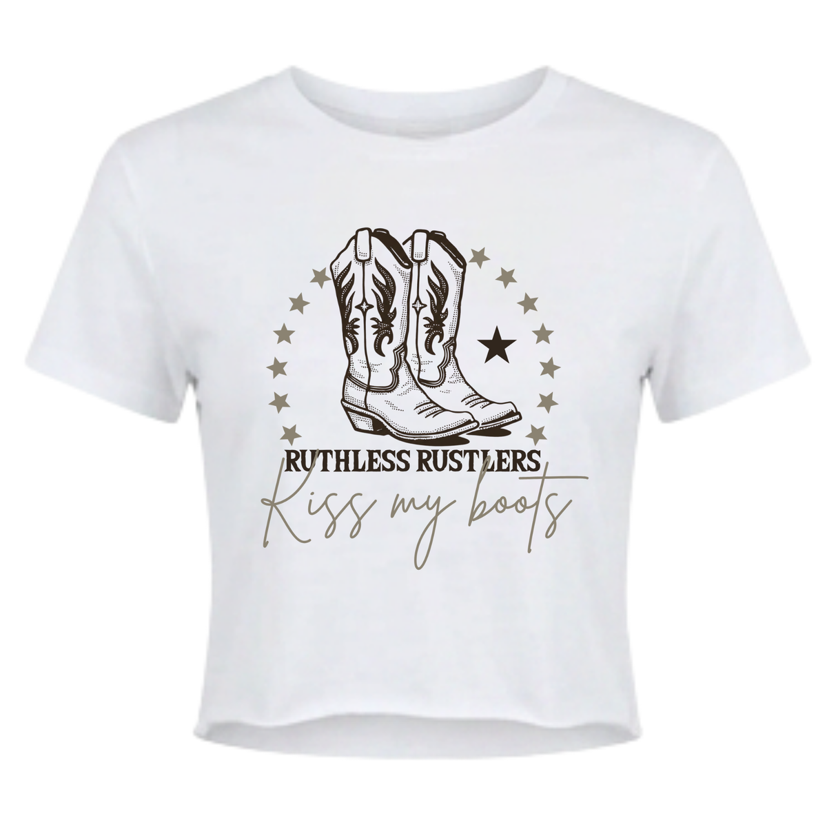 KISS MY BOOTS FESTIVAL CROP | White