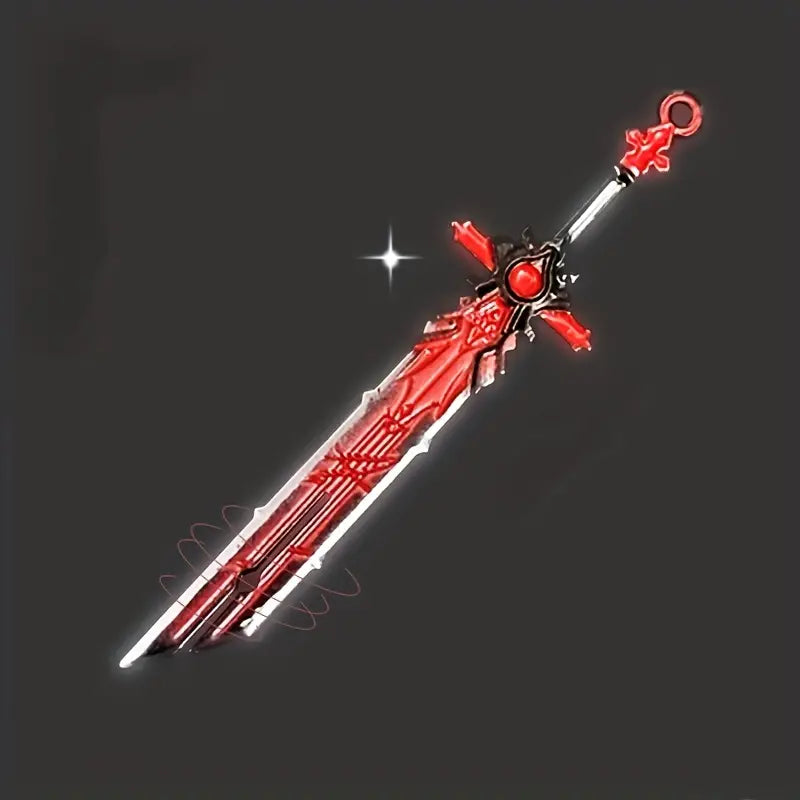 Red & Black Metal Sword Keychain