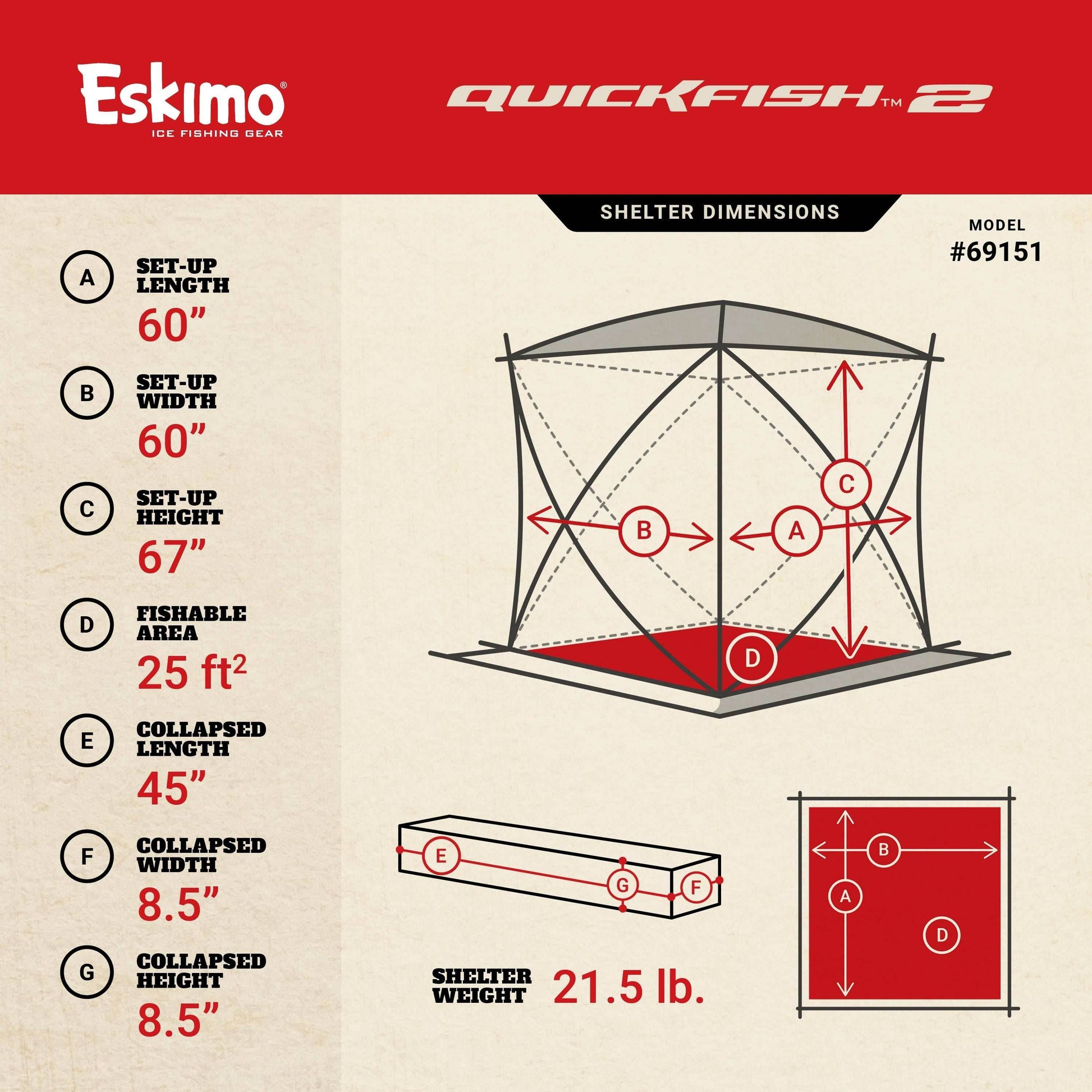 Eskimo Pop Up Shelter - Quickfish 2, 2 Person - Uncle Mike's Outdoors and More!