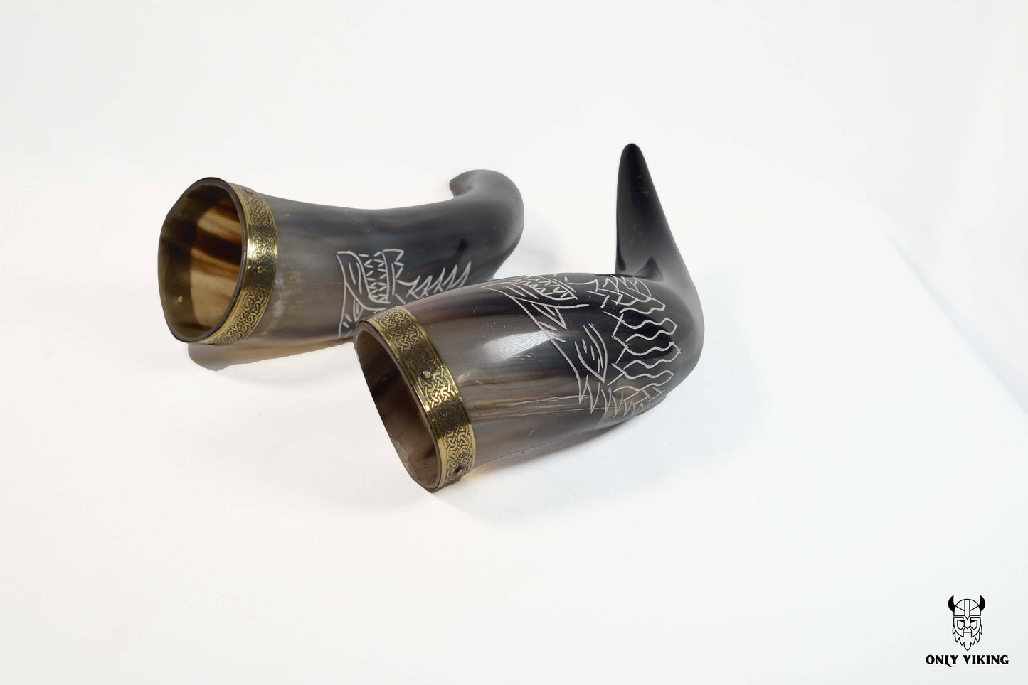Viking Drinking Horn with wooden stand
