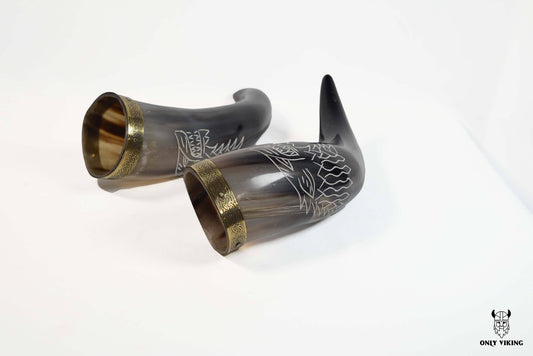 Viking Drinking Horn with wooden stand