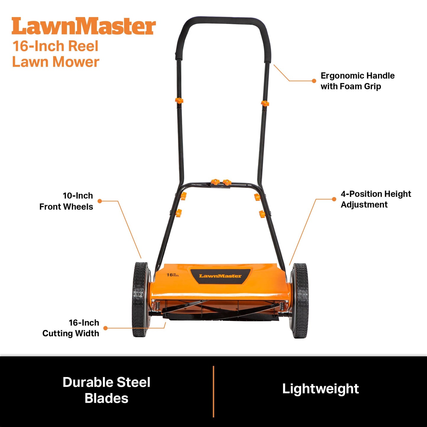 LawnMaster LMRM1602 Push Reel Lawn Mower 16-Inch 5-Blade đ All In One Marketplace Canada