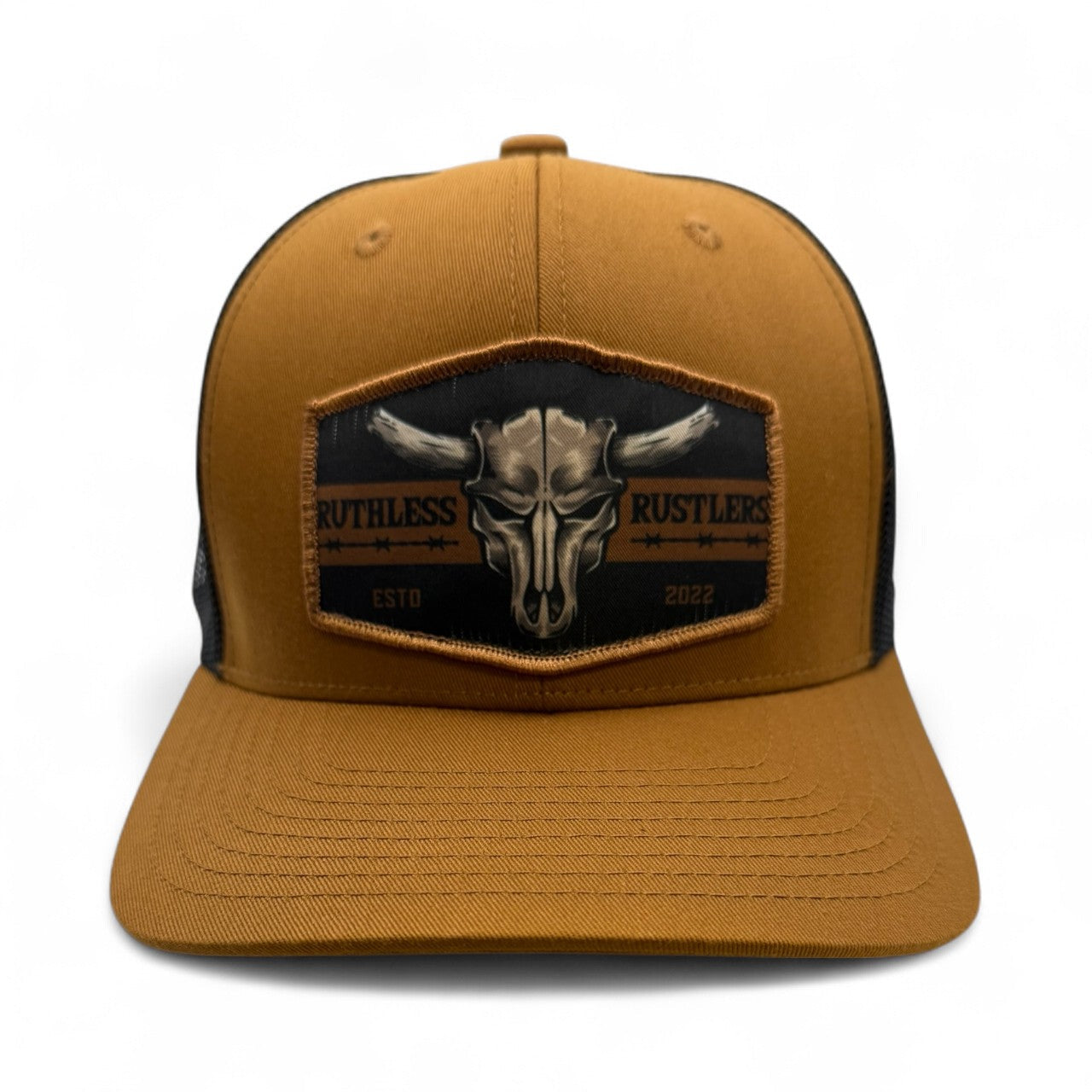 Ruthless Rustlers Barbed Wire Trucker Cap | Caramel/Black