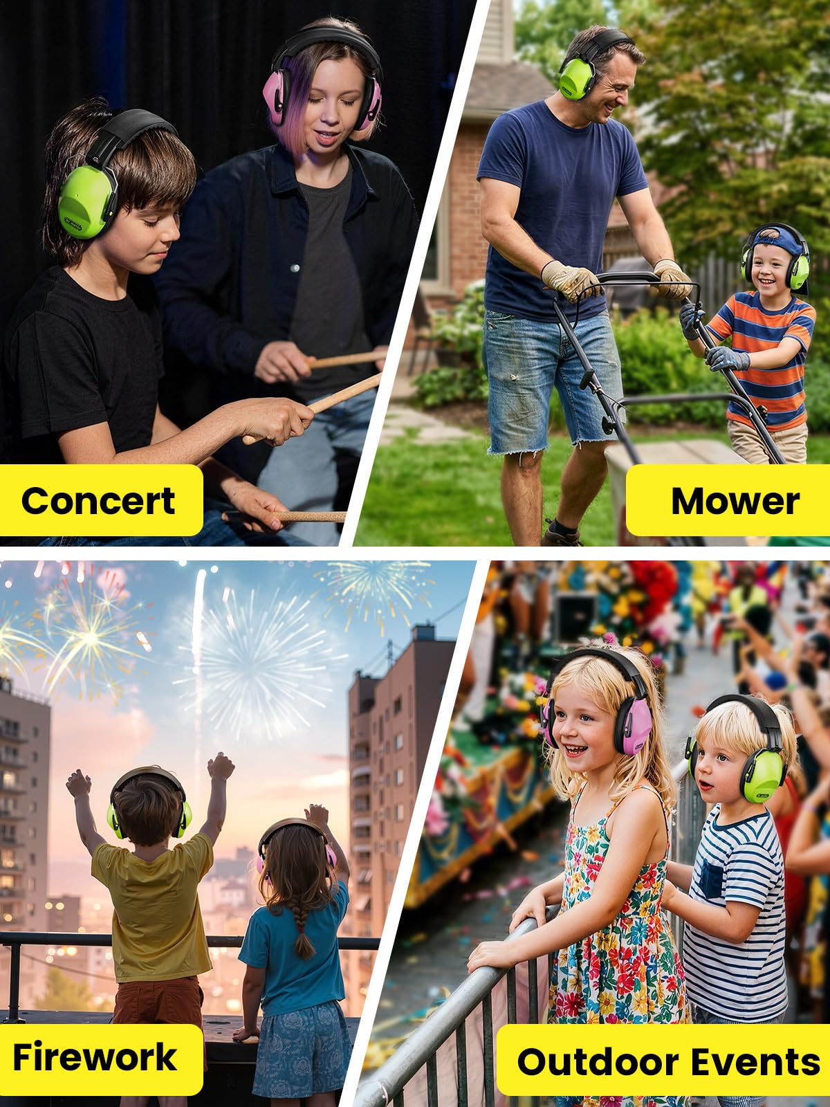 2 Pack Noise Cancelling Headphones for Kids: Dr.meter Kids Ear Protection Earmuffs for Autism Sensory - Hearing Protection Earmuffs for Monster Truck Concerts Study and Fireworks - (green+pink) 🍁 All In One Marketplace Canada