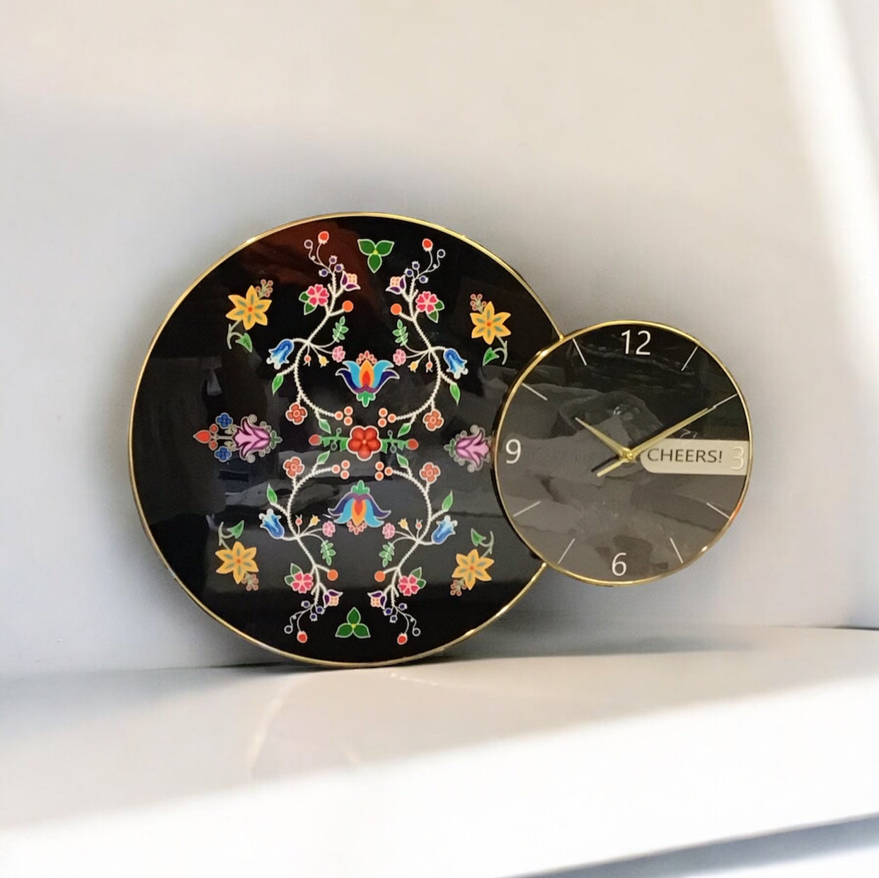 Blossomed Flower Black Native Wall Clock