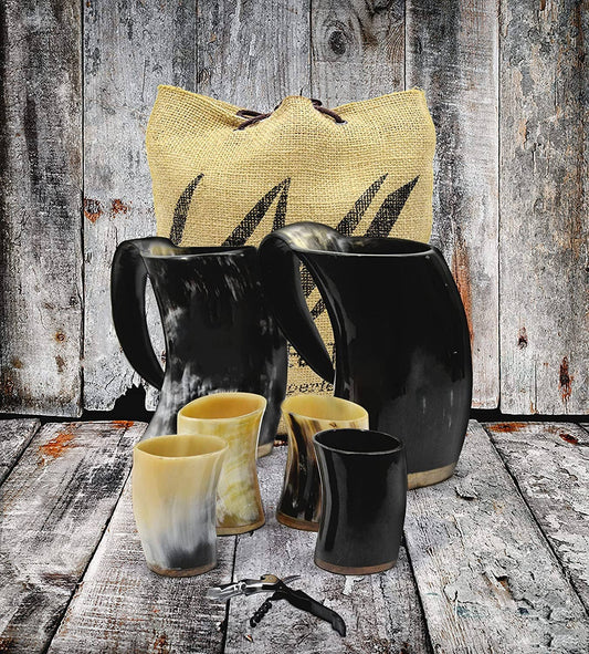Viking Drinking Horn (Set Of 7) | 2 Mugs + 4 Shot Glass