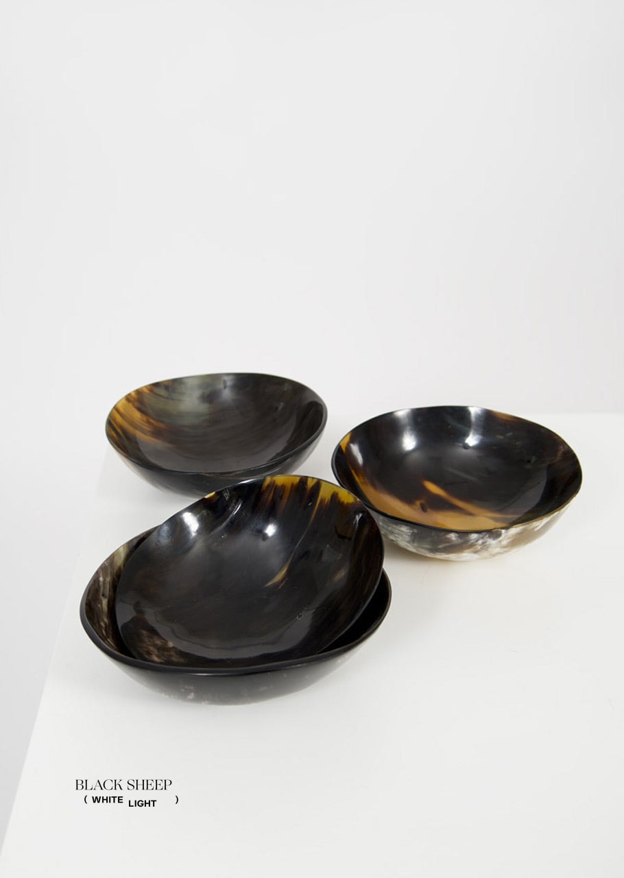 Ankole & Gyr Horn Dark Round Bowl