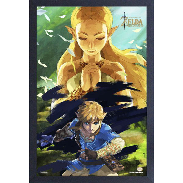 LOZ Breath of the Wild Zelda & Link Watercolor 11″ X 17″ Framed Print