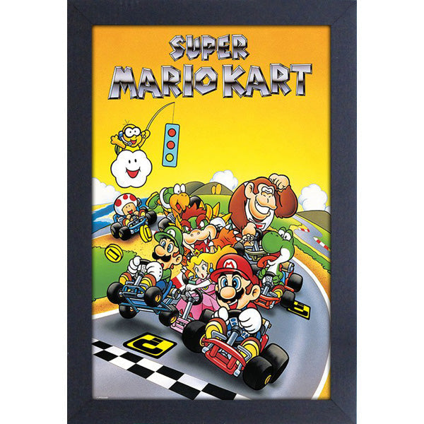 Super Mario Kart Starting Line 11″X17″ Framed Print