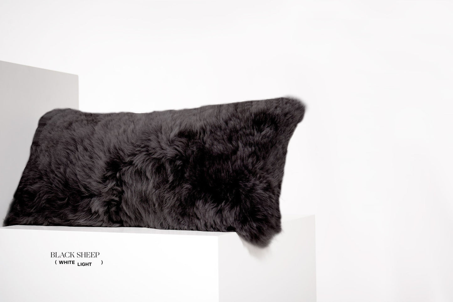 Rectangular Shorn Black Icelandic Sheepskin Pillow Cover