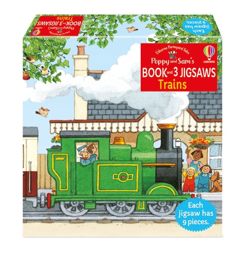 USBORNE BOOK AND 3 JIGSAWS POPPY AND SAM TRAINS