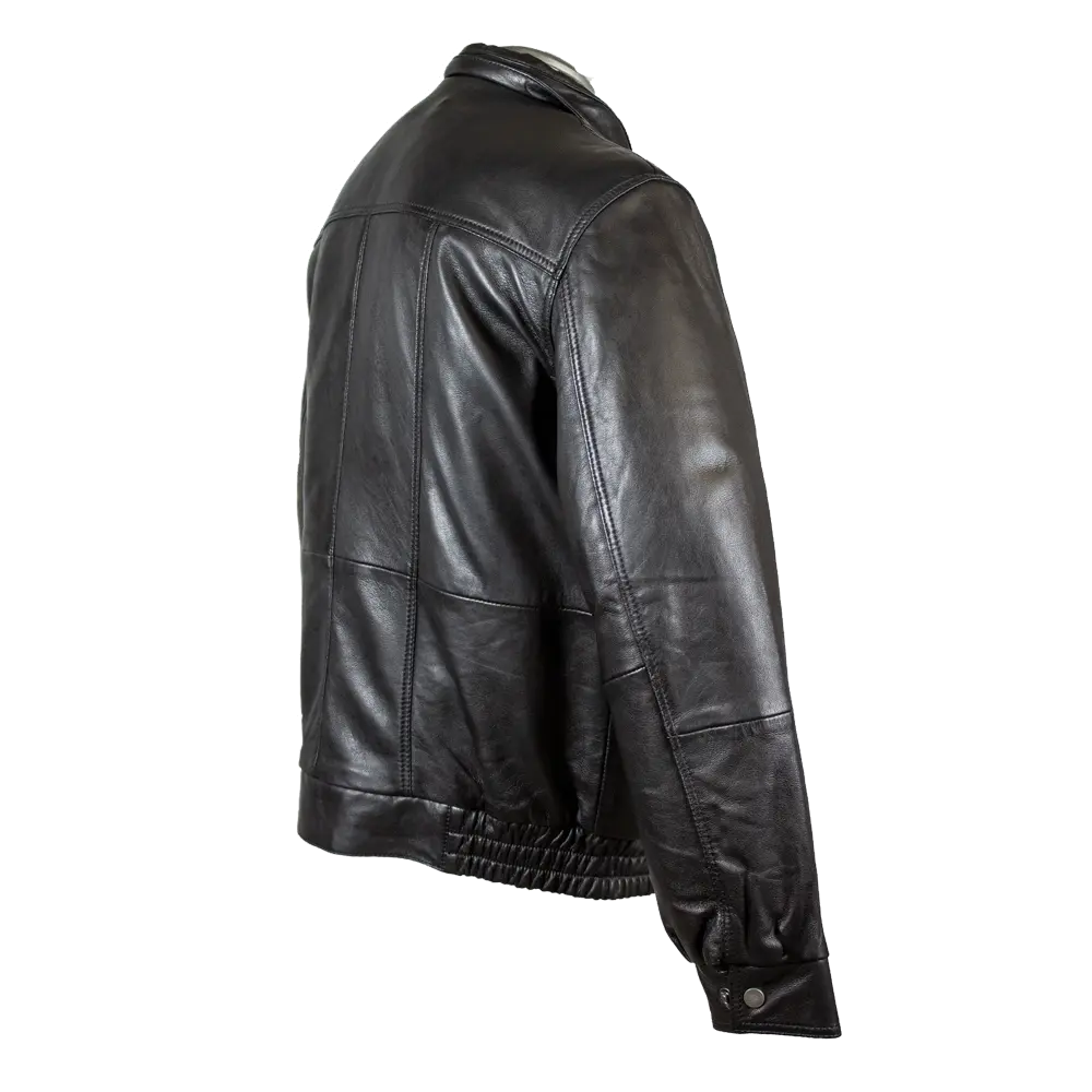 BOL Men's Double Pocket Leather Bomber Jacket