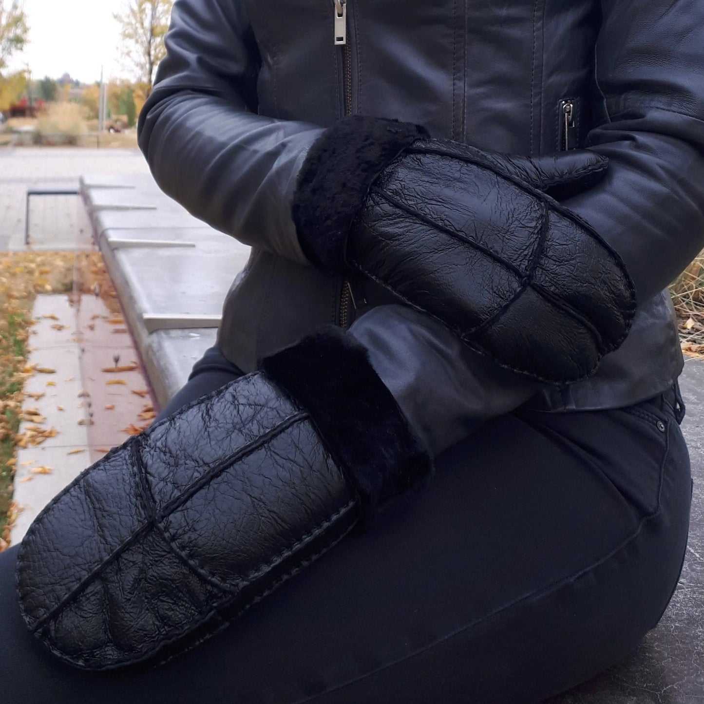 BOL Men's Shearling Leather Mittens