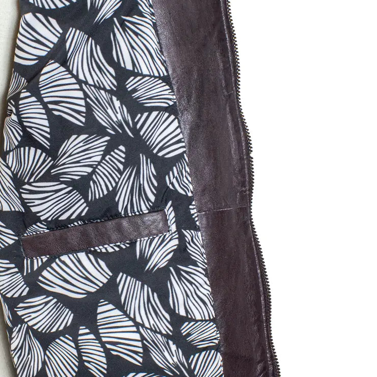 BOL Women's Basket Weave Accent Leather Jacket