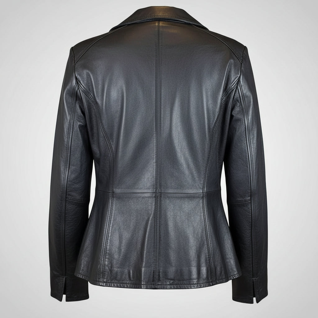BOL Women's Classic Open Collar Leather Jacket
