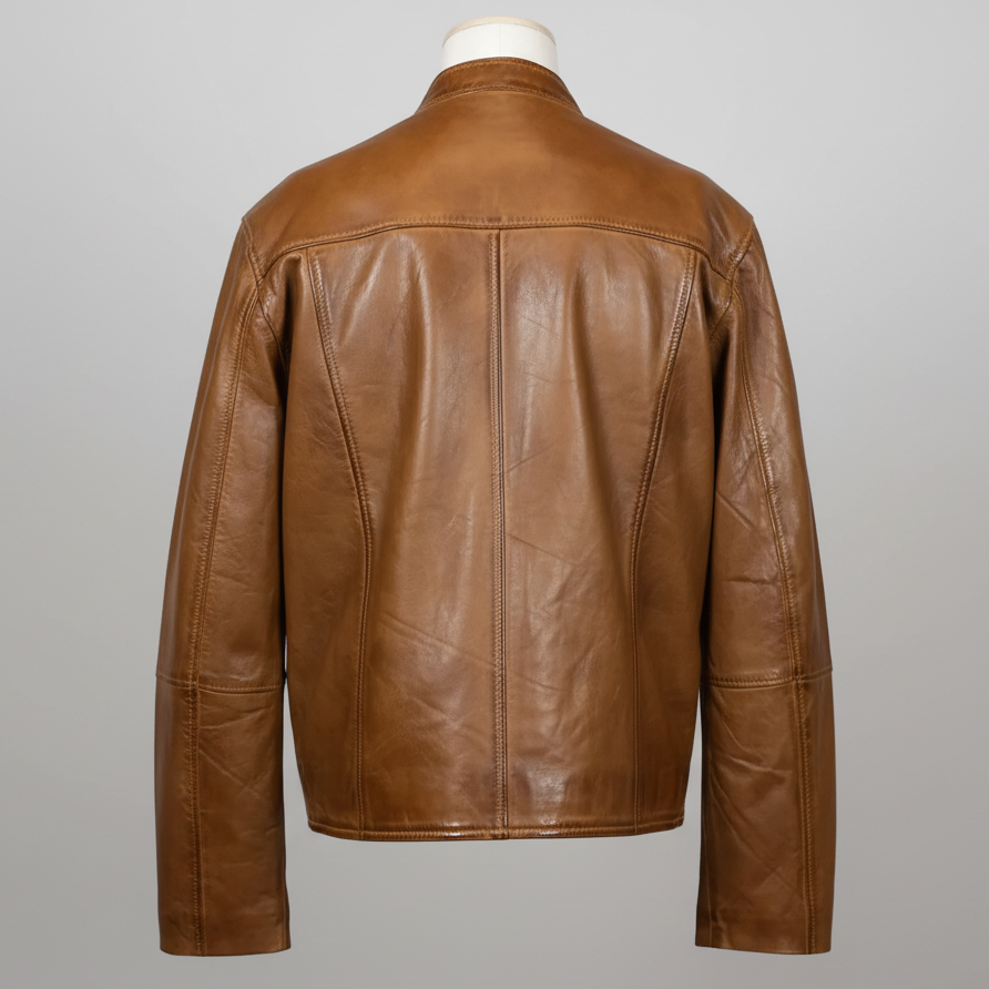 BOL Men's Snap Collar Lamb Leather Jacket