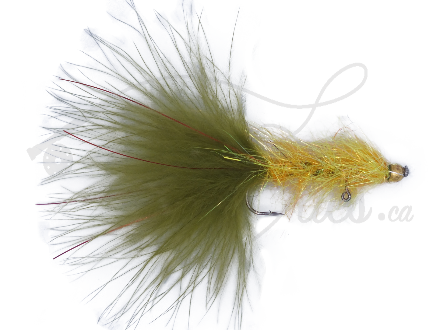 Balanced Leech Olive/Yellow Barbless