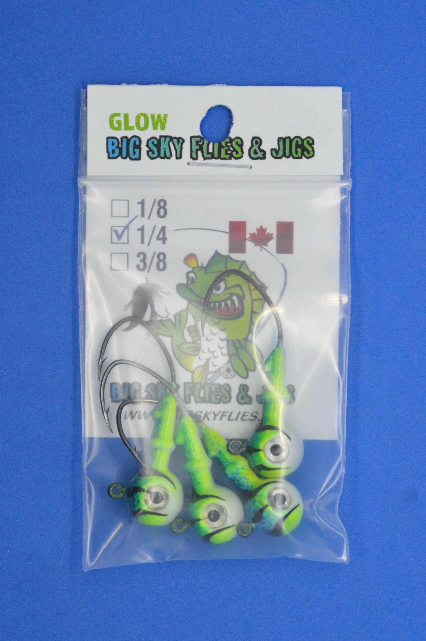 🍁Big Sky Mean Machine 1/4oz Glow Jig Heads 4/pack