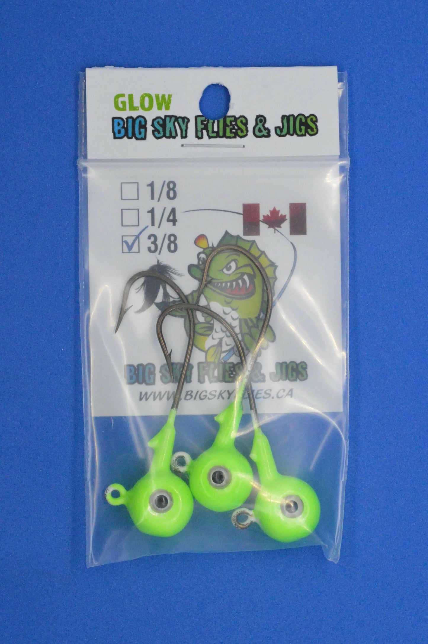 🍁Big Sky Titan 3/8oz Heavy Duty Jig Heads Glow 3/pack