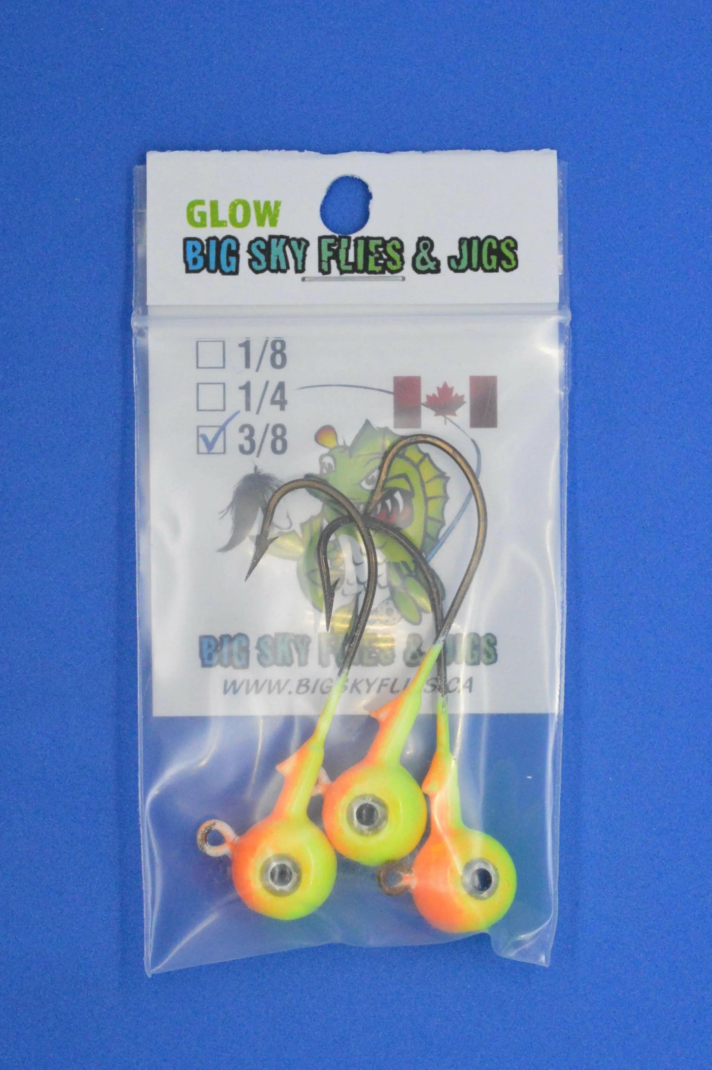 🍁Big Sky Titan 3/8oz Heavy Duty Jig Heads Glow 3/pack