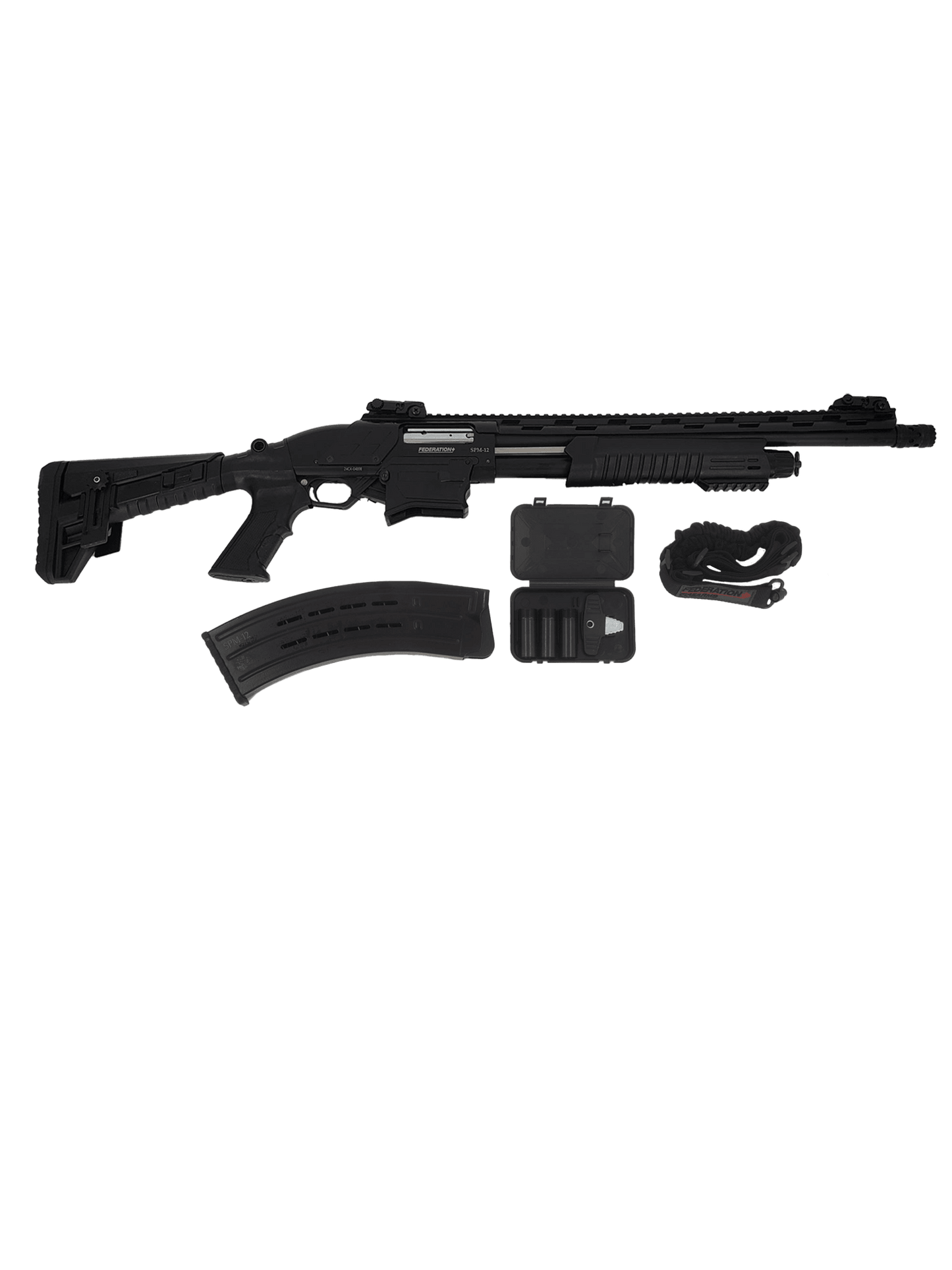 Federation Firearms SPM-12, 12ga magazine-fed pump action shotgun. Black. - Uncle Mike's Outdoors and More!