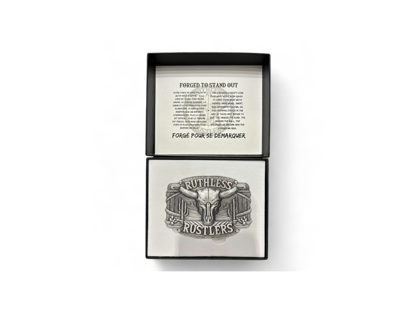 Ruthless Rustlers Frontier Belt Buckle | Antique Silver Large