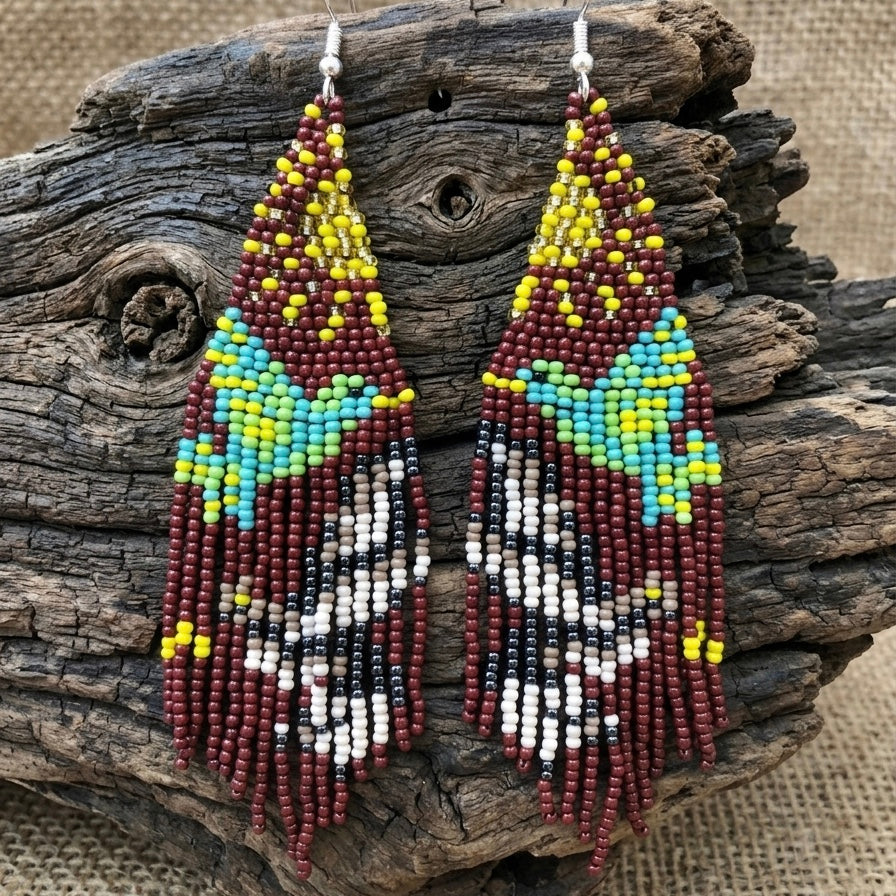 Dark brown Sky Dancer Beaded Earrings