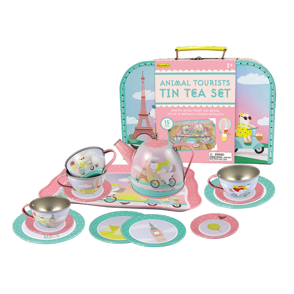 Animal Tourists Tin Tea Set with Carry Case