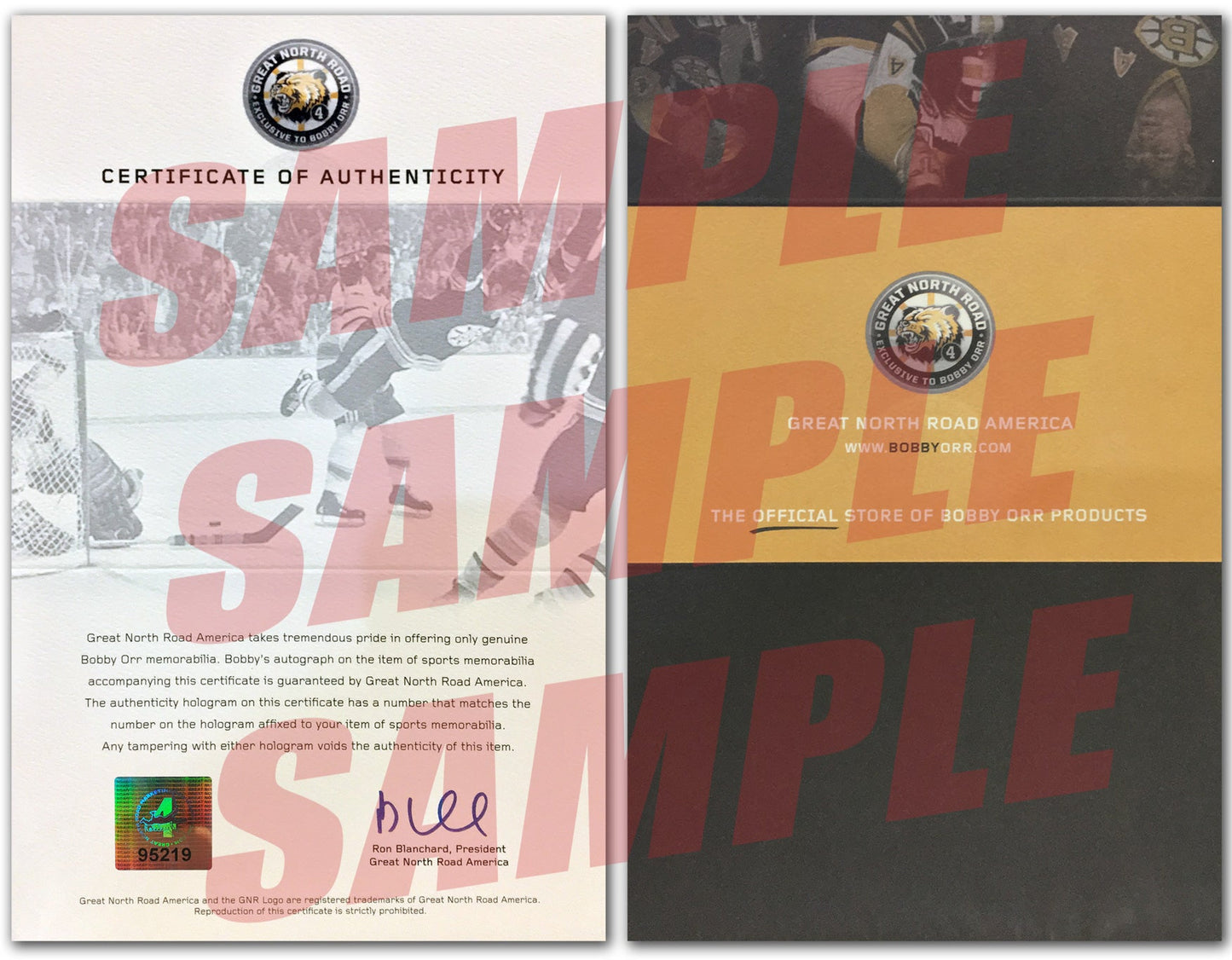 BOBBY ORR SIGNED 11X14 PHOTO - SHOT ON GOAL VS TORONTO - GNR COA (14" BY 11")