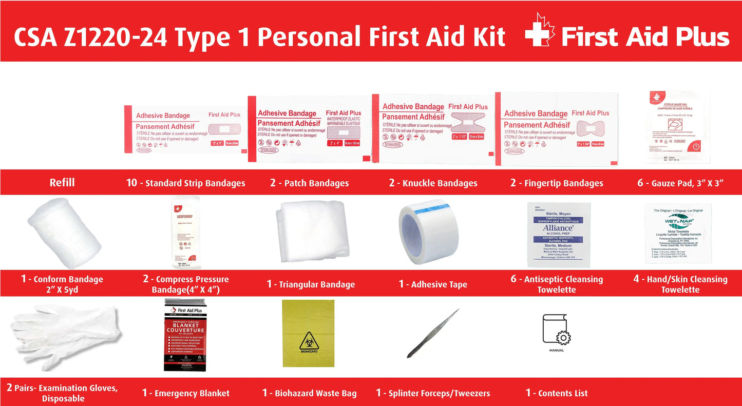 CSA Type 1 First Aid Kit, Personal First Aid Kit