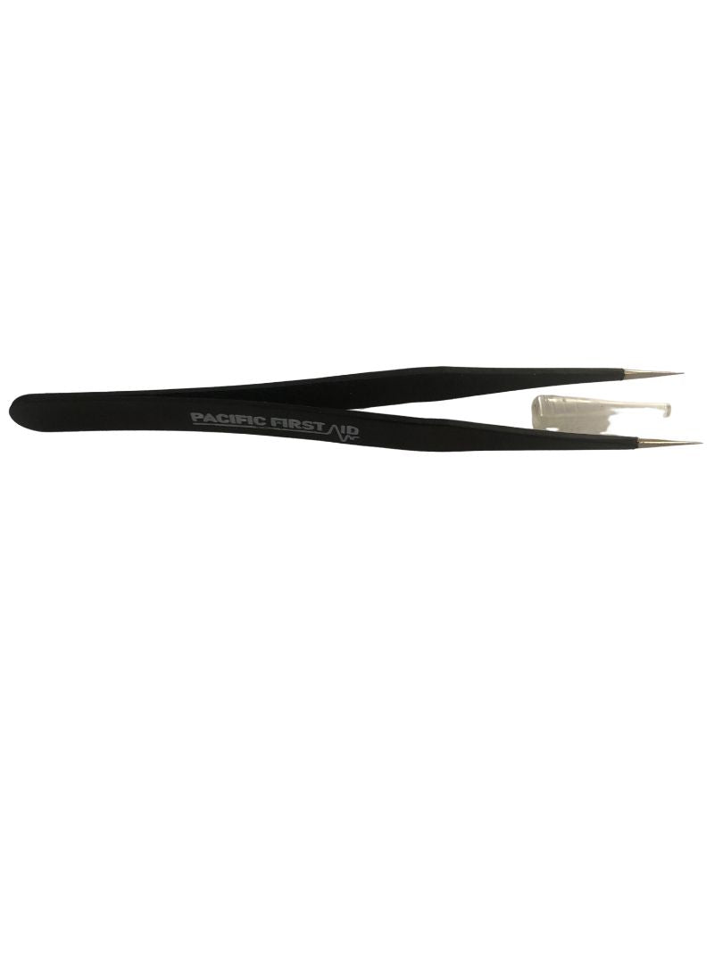 Black Splinter Forceps Fine Point 11.4cm
