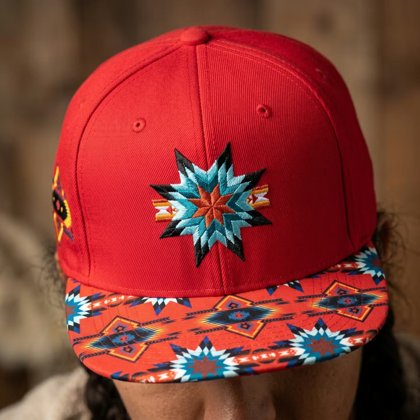 Native embroidery Hat red