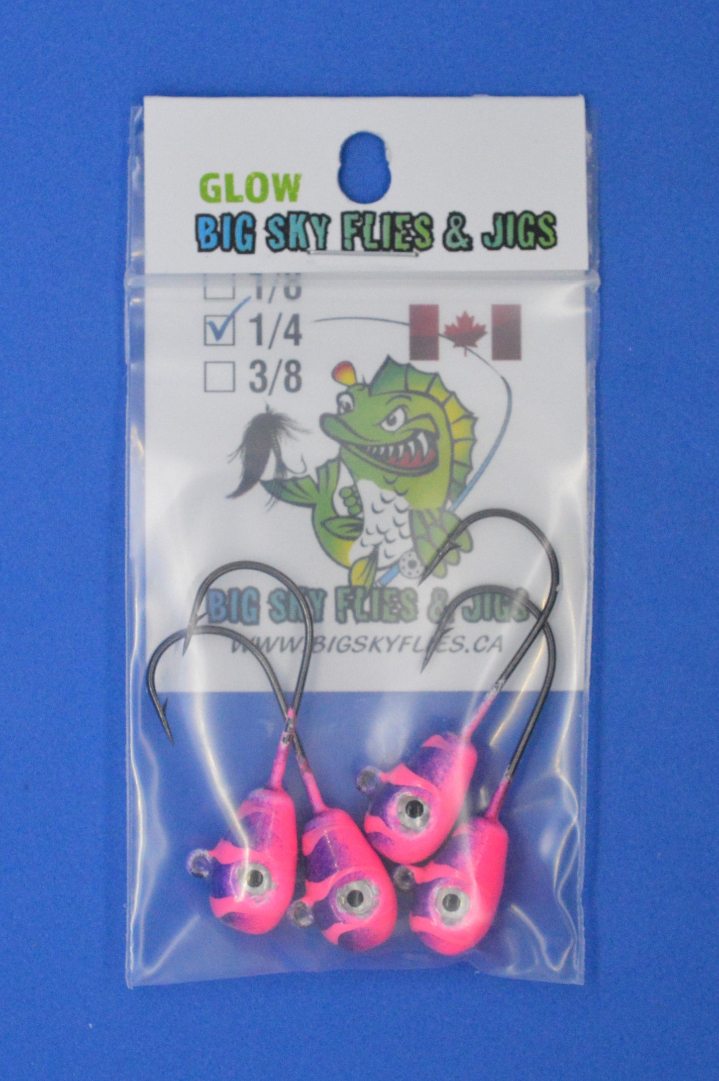 🍁Big Sky Deluxe KnockOut 1/4oz Glow Jigs 4/pack
