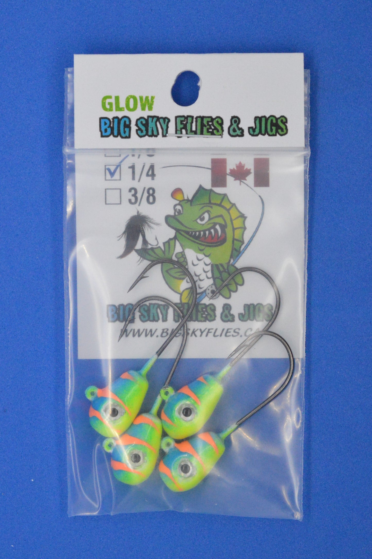 🍁Big Sky Deluxe KnockOut 1/4oz Glow Jigs 4/pack