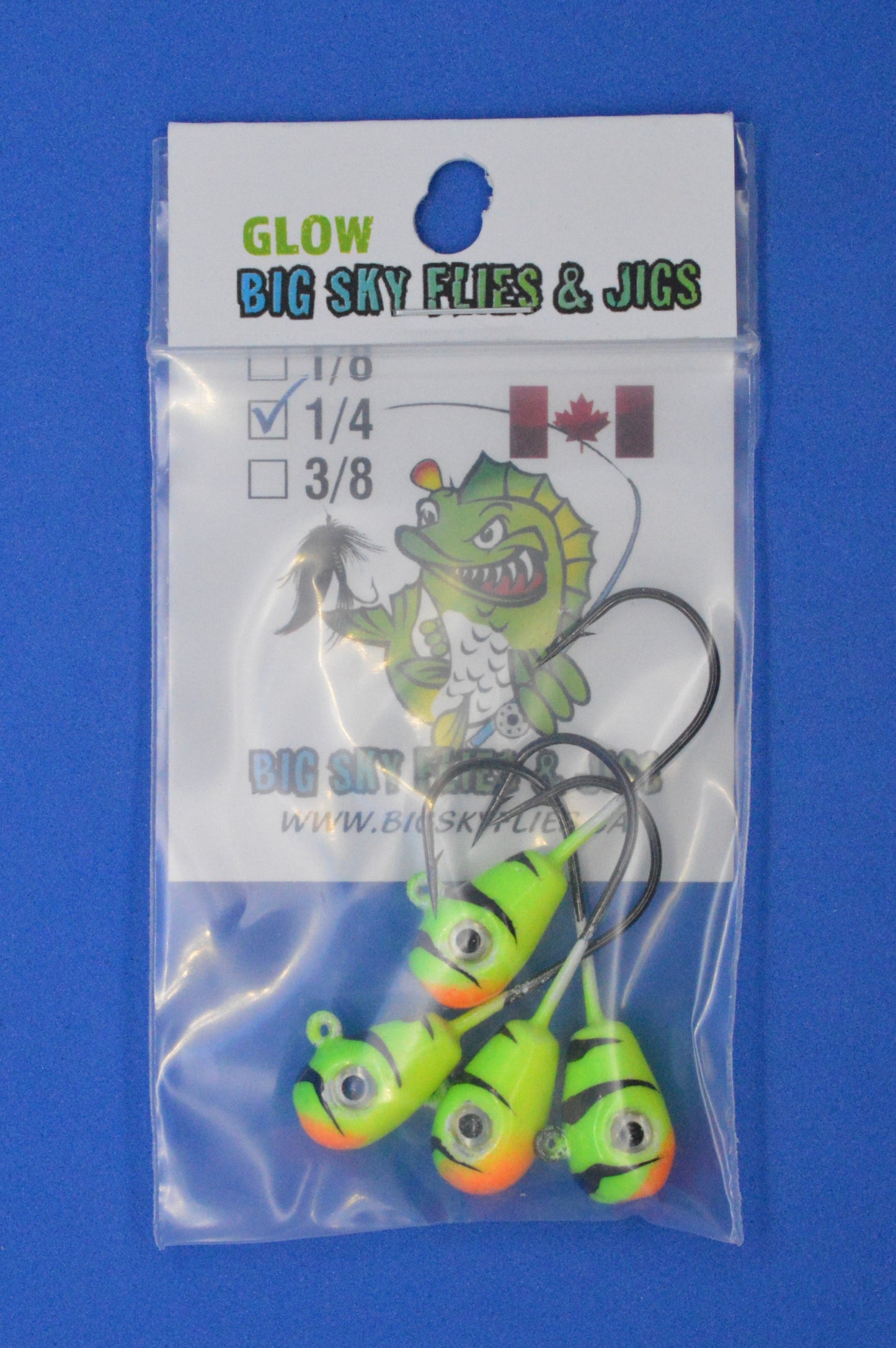 🍁Big Sky Deluxe KnockOut 1/4oz Glow Jigs 4/pack