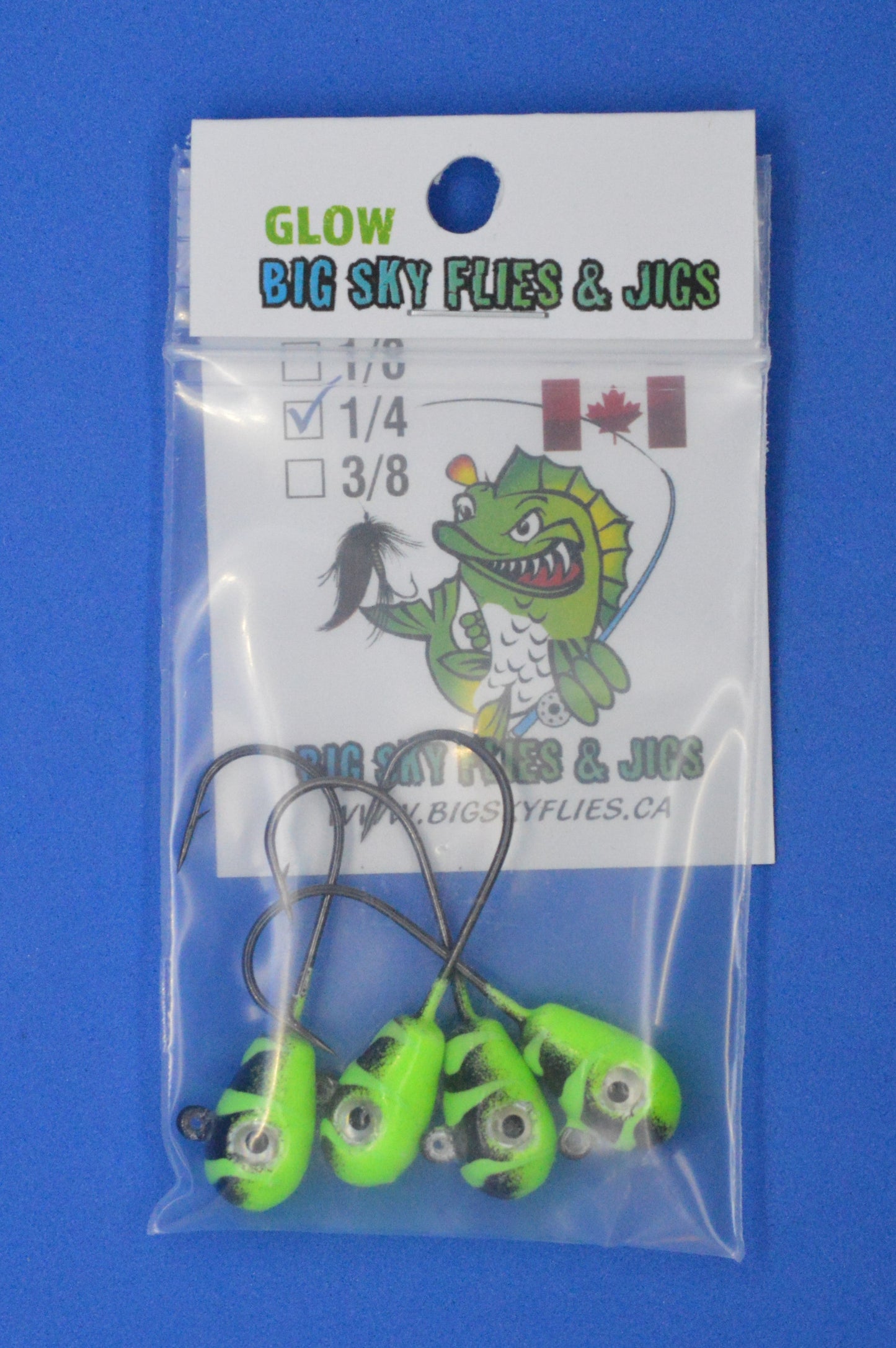 🍁Big Sky Deluxe KnockOut 1/4oz Glow Jigs 4/pack